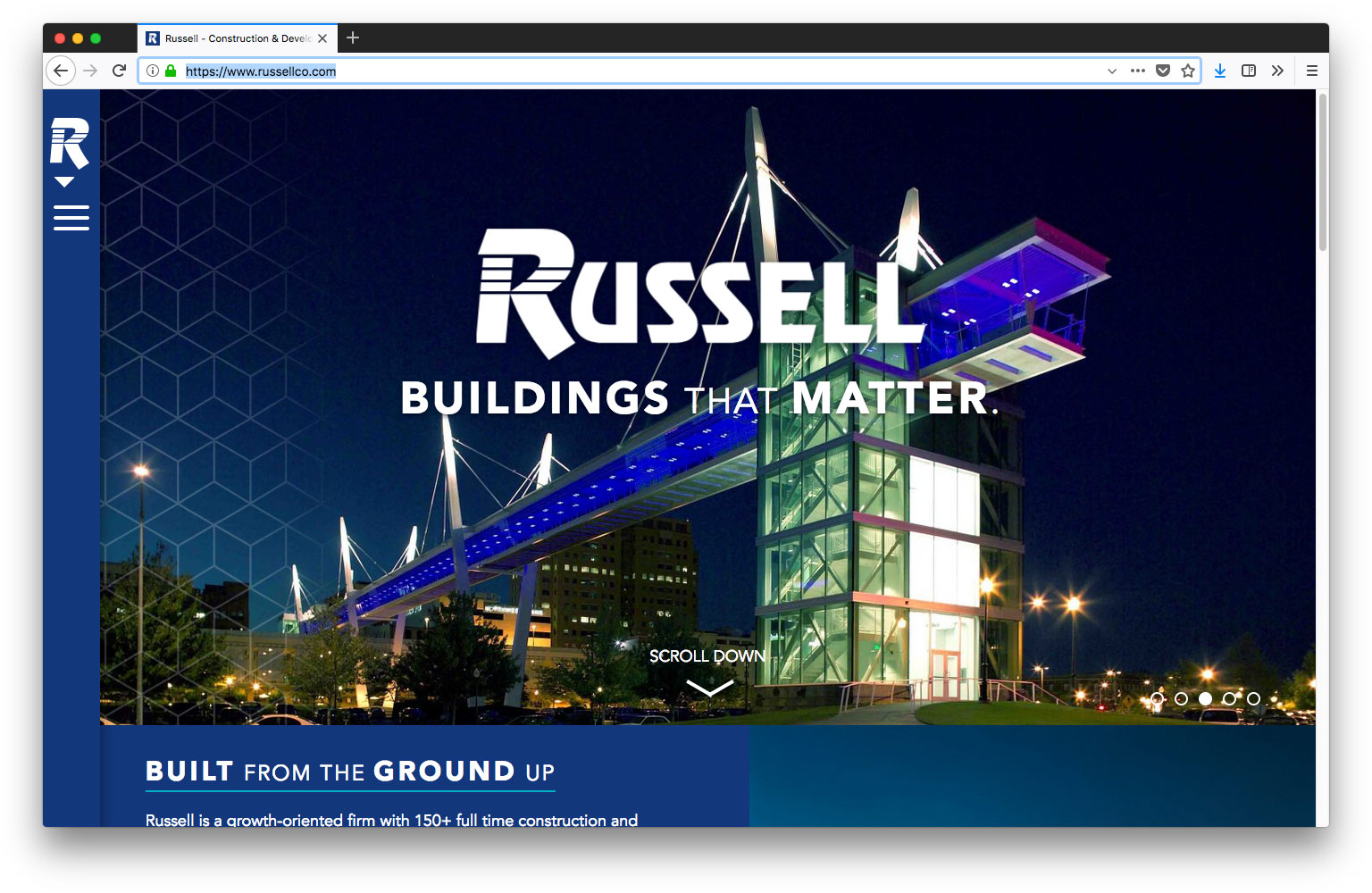 Screenshot of Russell website homepage