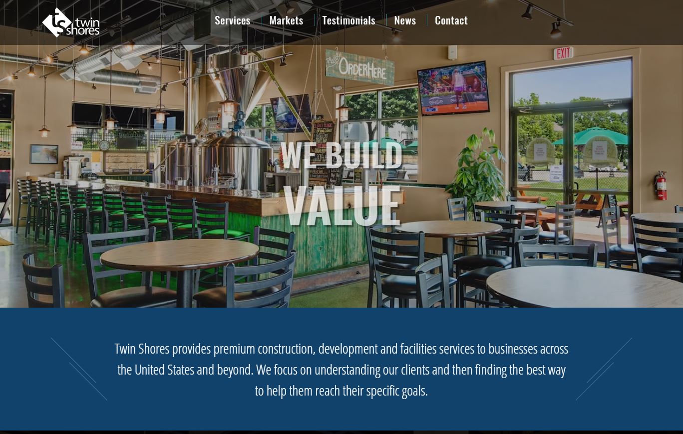 Screenshot of Twin Shores website projects page