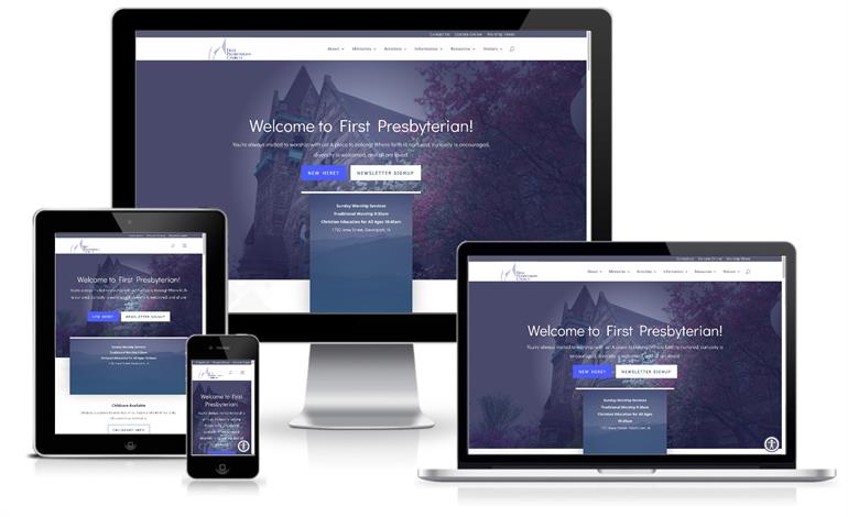 Screenshot of First Presbyterian Church website on devices