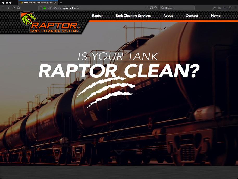 Screenshot of Raptor website homepage