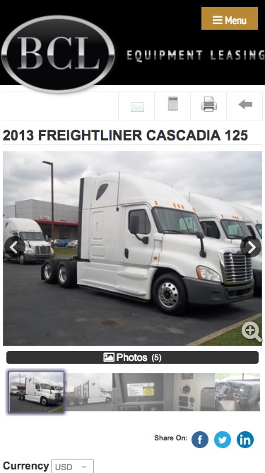 BCL Equipment Leasing mobile page screenshot