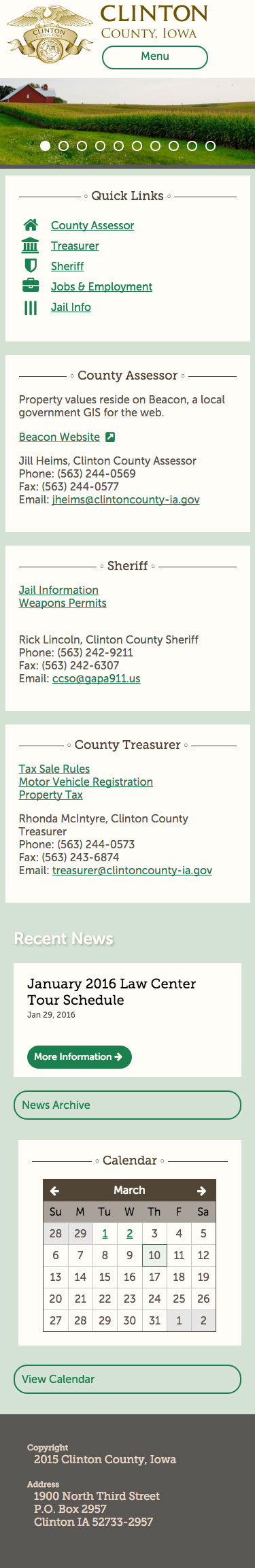 Clinton County mobile home page screenshot