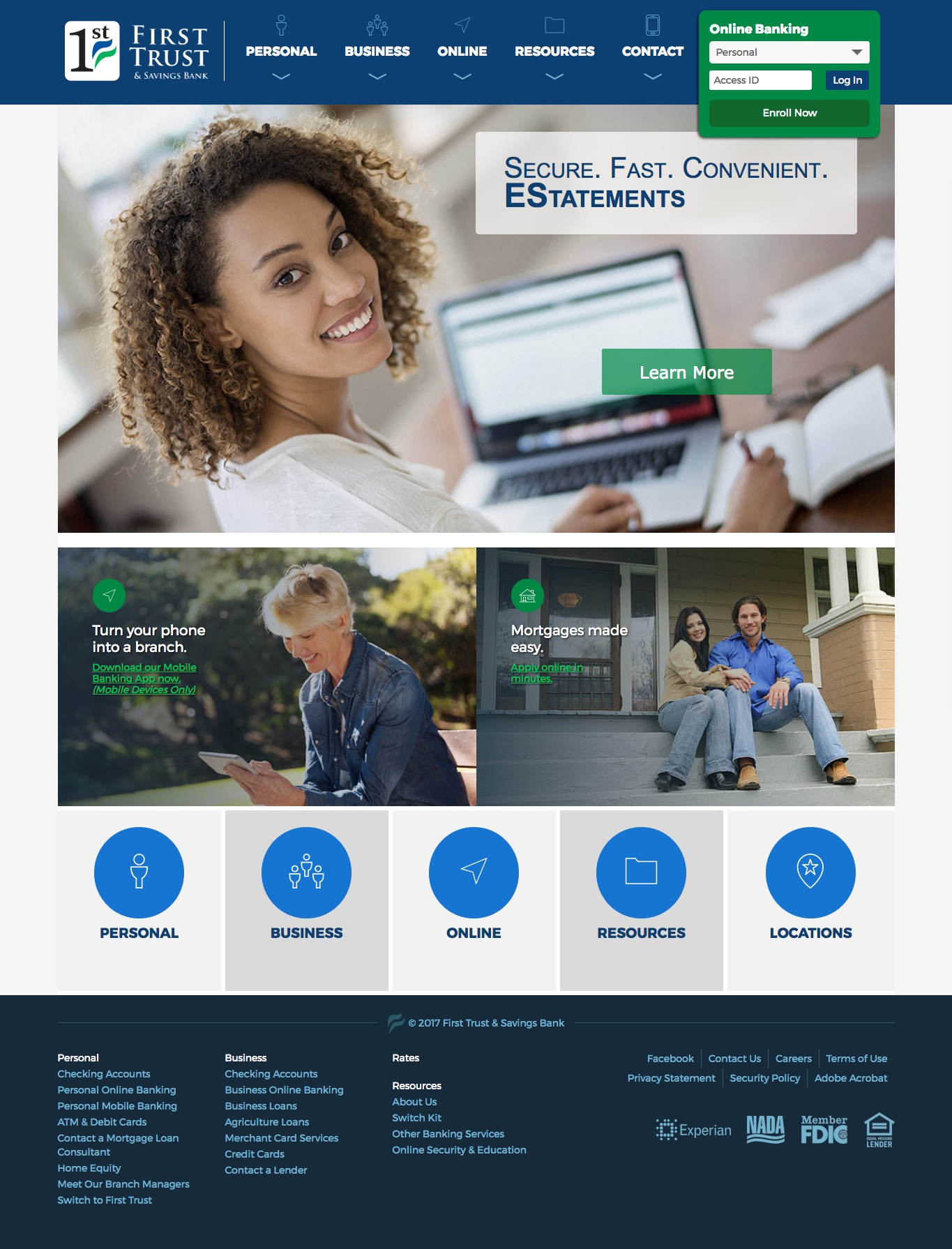 First Trust Bank website design - Twin State Web Design