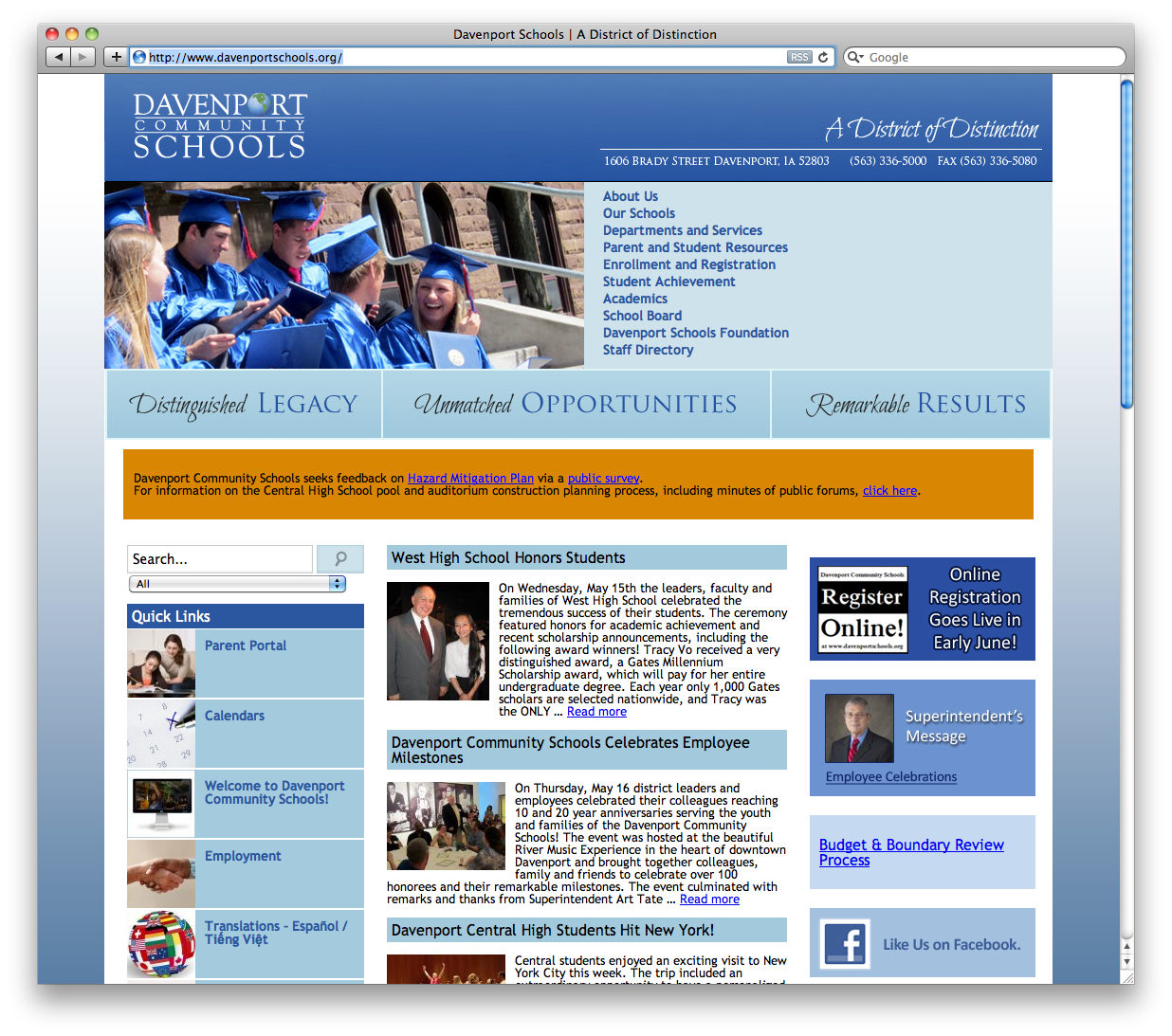 Davenport Community Schools Twin State Web Design