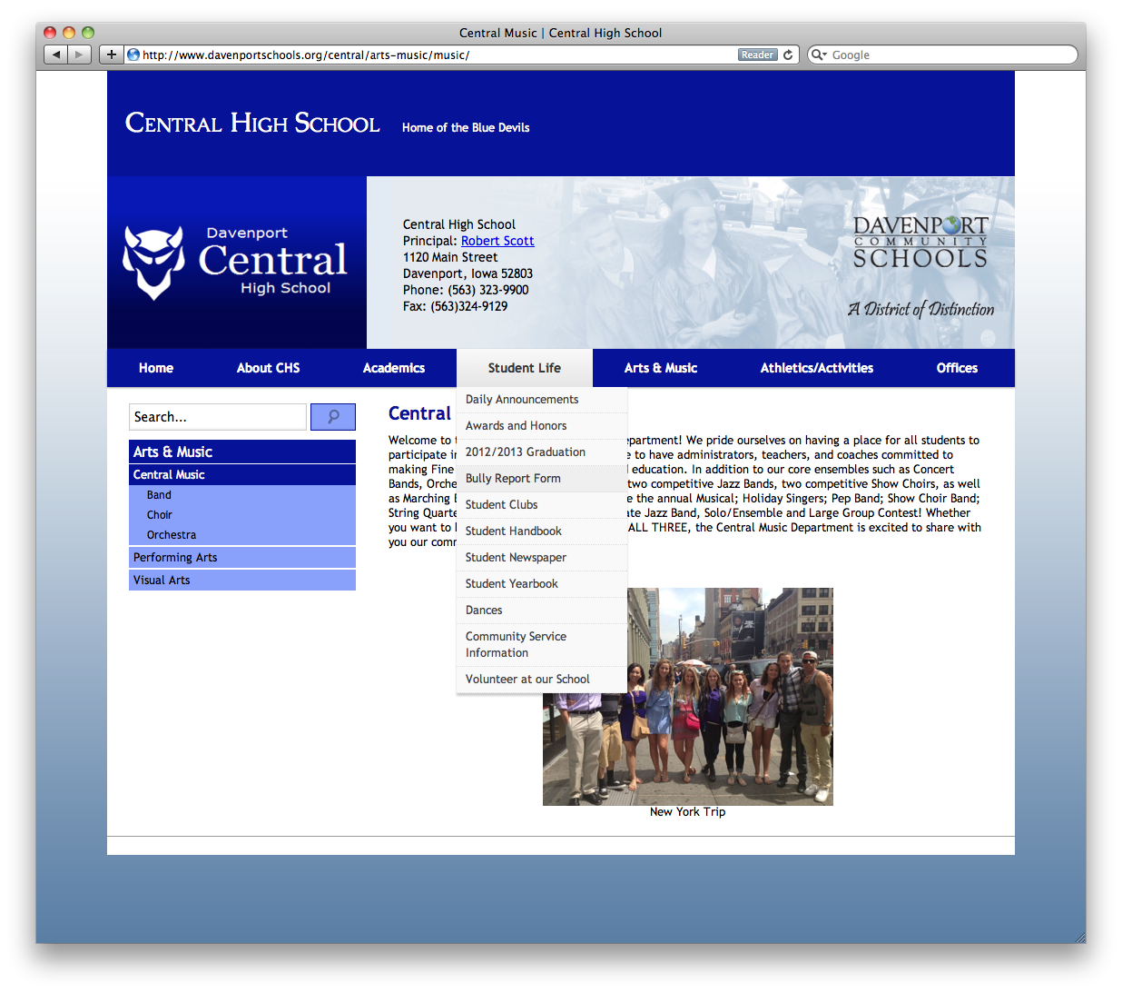 Davenport Central High School Home Page