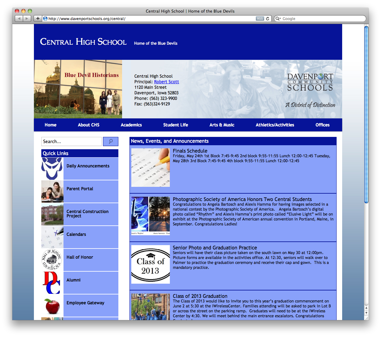Davenport Central High School News Page